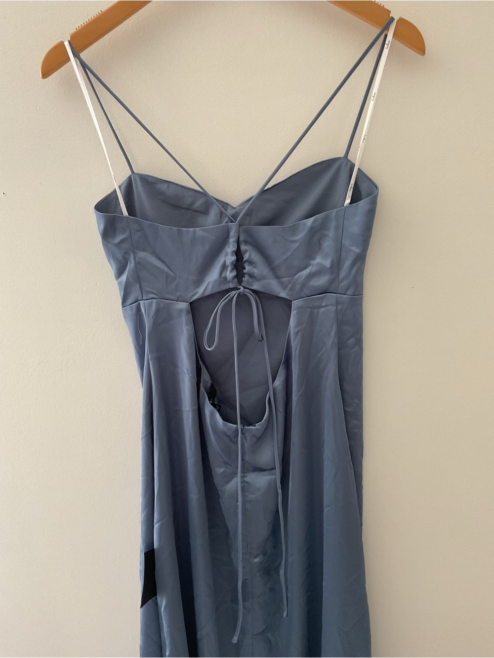 Lulus Stunning Example Slate Blue Satin Backless Maxi Dress Large NWT - Picture 8 of 14